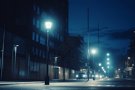 城市夜晚路灯图片
