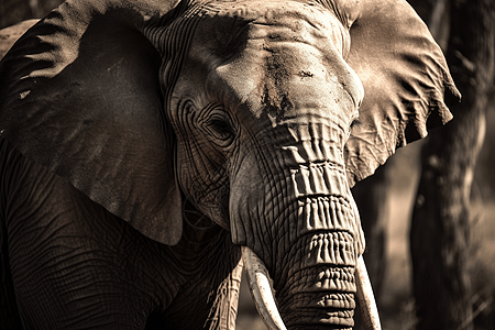 野生动物大象细节背景图片