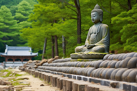 佛教公园中的雕像背景图片