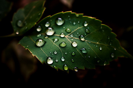 绿植上的露水特写图片