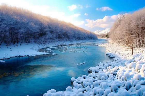 冬季森林中的雪景图片