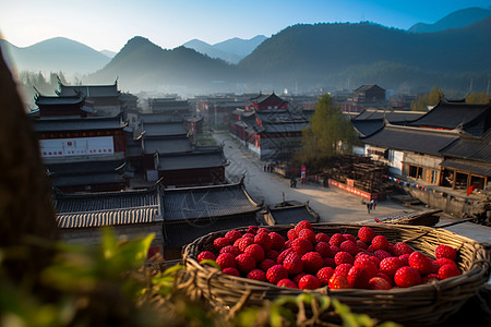 山脚下的古镇图片