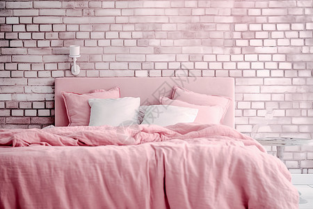 粉红色的床品四件套背景图片