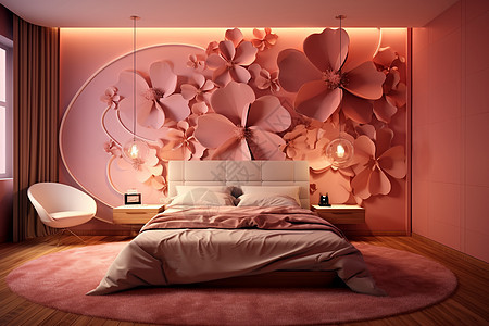 浪漫粉红色卧室场景图片