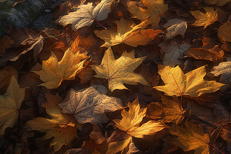 秋天落下的枫叶背景图片