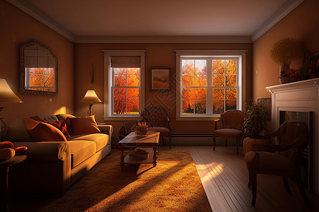 秋天的田园风室内背景图片