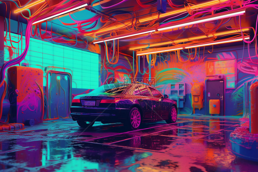 抽象的汽车洗车场图片