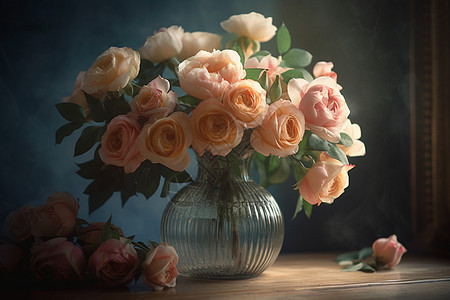 花瓶中美丽的玫瑰图片