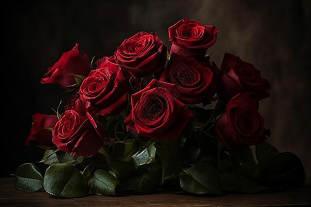 美丽的红玫瑰花束图片