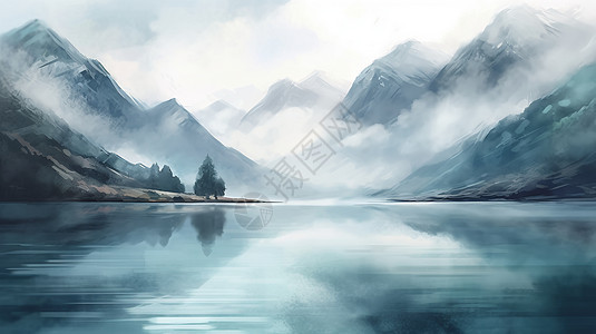 宁静的山间湖泊图片