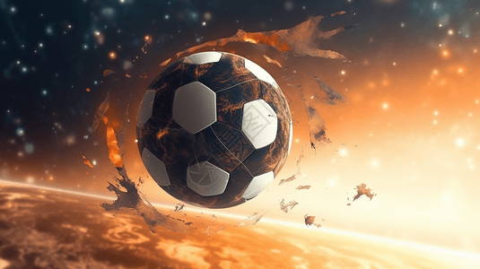 足球踢向宇宙图片