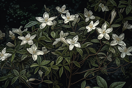 茉莉花的花朵和叶子图片