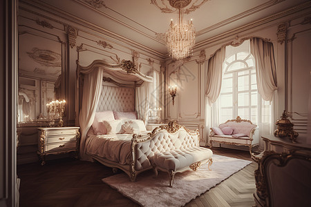 风格的粉色卧室图片