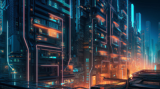 科幻公寓耸立街道上方图片