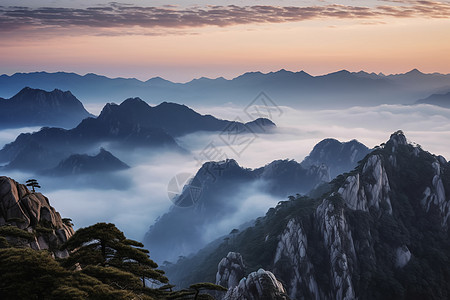 云海山脉风景背景图片