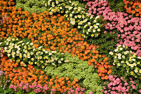 五颜六色的鲜花墙背景图片