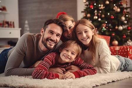 愉快庆祝圣诞的家人高清图片
