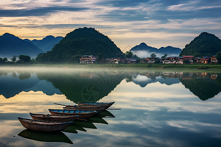 乡村的湖泊图片