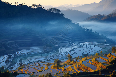 唯美梯田的风景图片