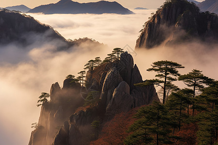 黄山壮丽的风景背景图片