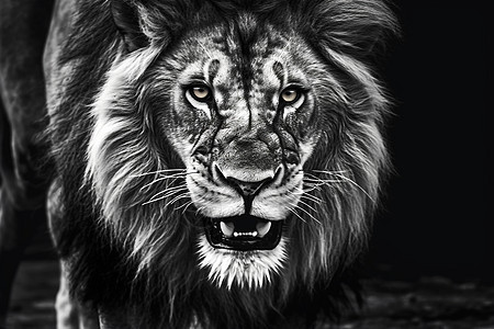 黑白的狮子图片