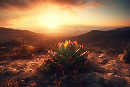 沙漠景观的植物背景图片