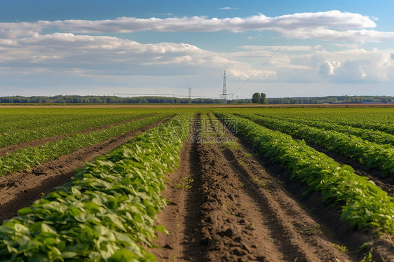 列宁格勒地区乡村的马铃薯田图片