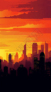日落时城市天际线图片