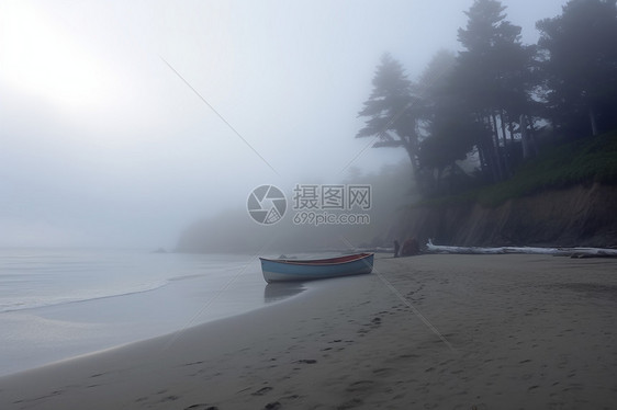薄雾笼罩着海岸图片