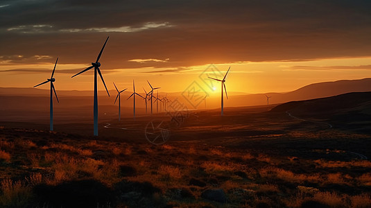 山间的风力发电厂图片