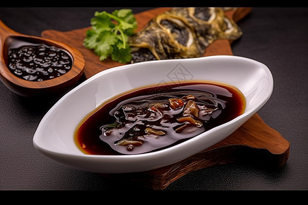 一碗传统的鲜美蚝油背景图片