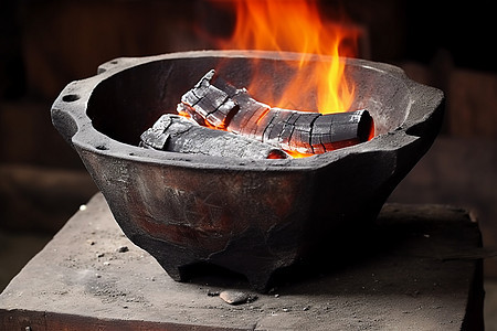 炭盆里燃烧的碳图片