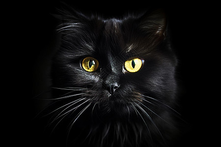 一只黑色的猫图片
