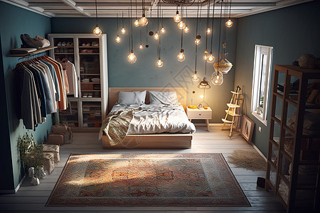明亮的卧室里精致的设计图片