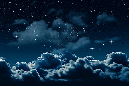 夜晚天空中满是云朵图片