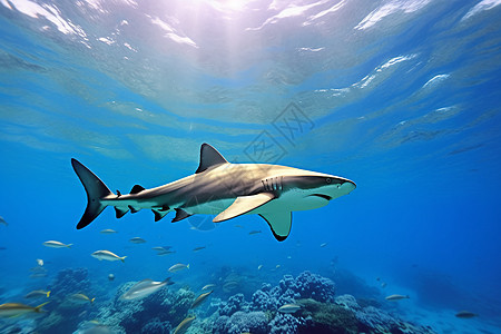 海洋白鳍鲨鱼图片