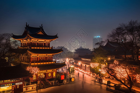 高清夜晚素材夜晚的塔楼景观背景