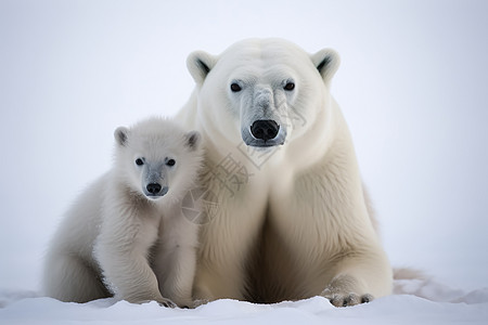 在雪地上的北极熊图片