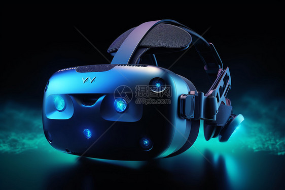 科幻背景上的VR眼镜图片
