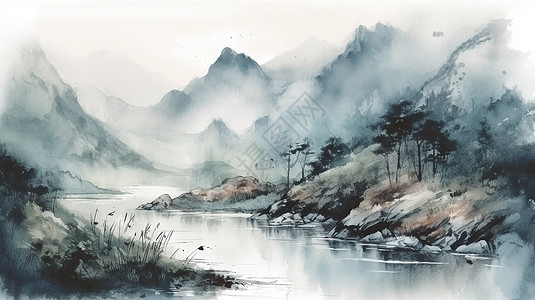 山水中国画图片