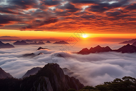山顶上的日出背景图片
