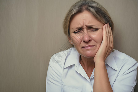 牙痛的中年妇女高清图片