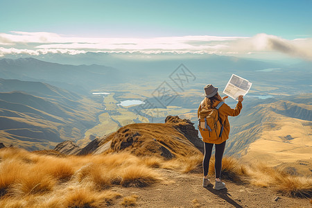 一个学生站在山顶上图片