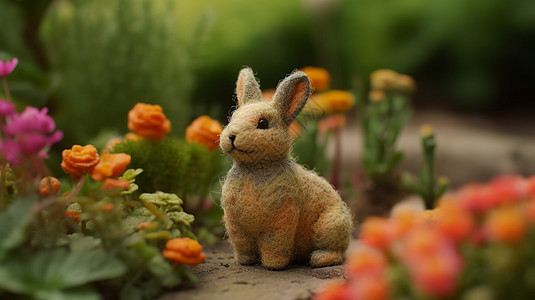 可爱的花园和兔子图片