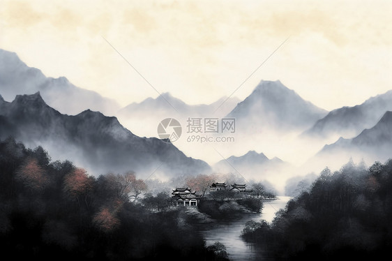 中式水墨风景图片