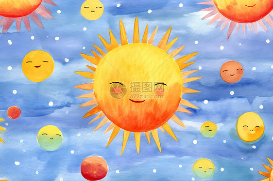 炎炎夏日插画图片