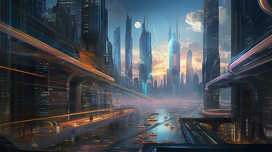科幻虚拟的摩天大楼图片