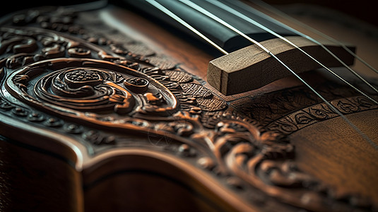 大提琴复杂雕刻细节图片