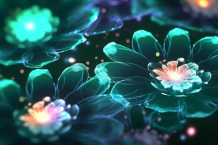 闪亮的荧光花朵背景图片