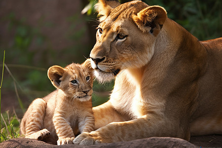 丛林里的狮子和幼崽图片
